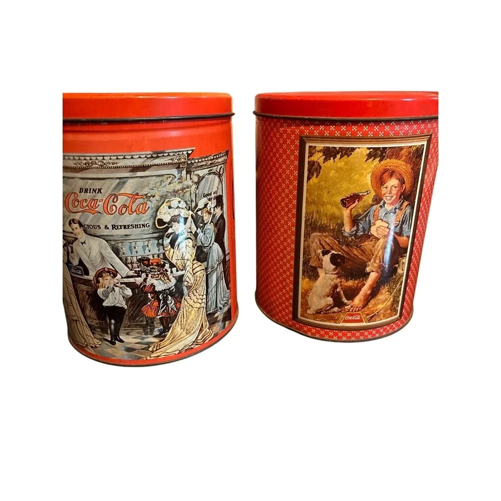 Vintage Coca-Cola Metal Tins Set of 2 Americana‎ Decor